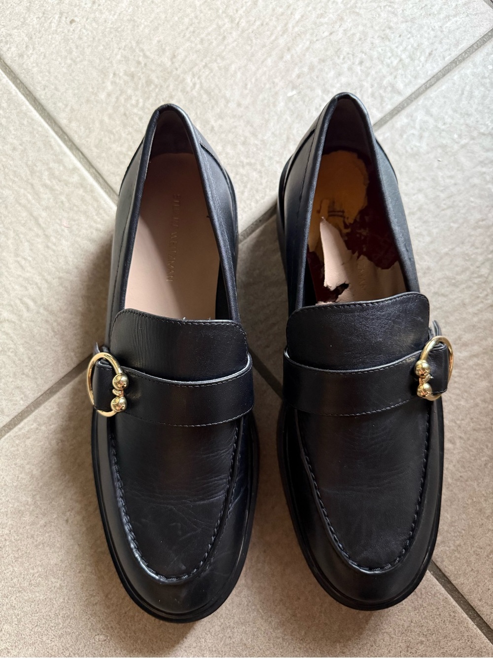 STUART WEITZMAN BRENNA LEATHER LOAFERS AS IS 37.5 - Picture 4 of 7